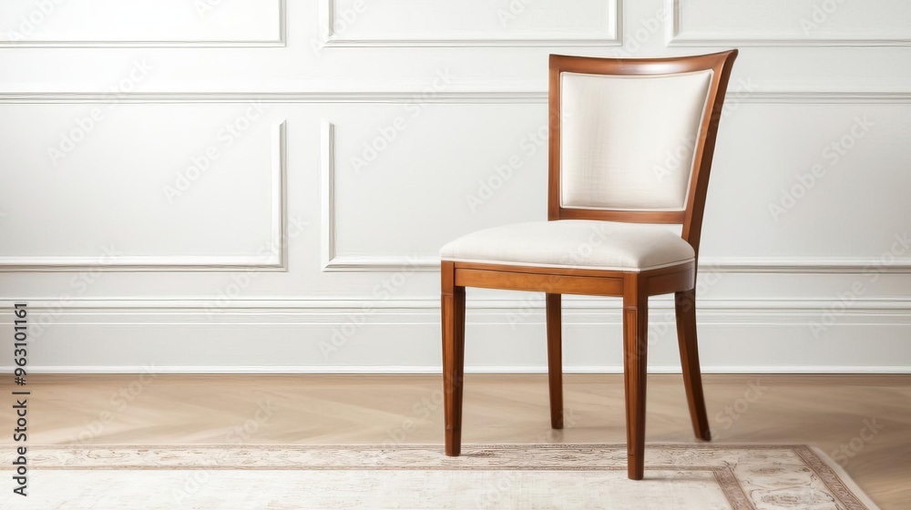 Elegant wooden chair with a soft seat, perfect for a stylish interior. Ideal for dining or living spaces with modern design. Elegant wooden chair with a soft seat, perfect for a stylish interior. Ideal for dining or living spaces with modern design.