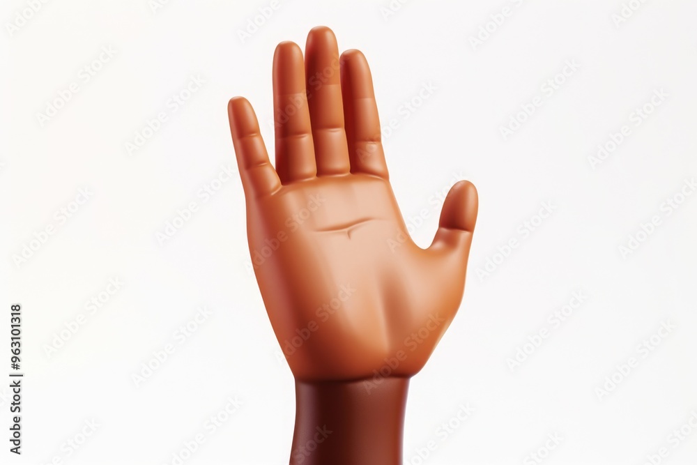 Fototapeta premium 3D Cartoon Dark Skinned Hand Waving Gesture for Animation and Design Projects