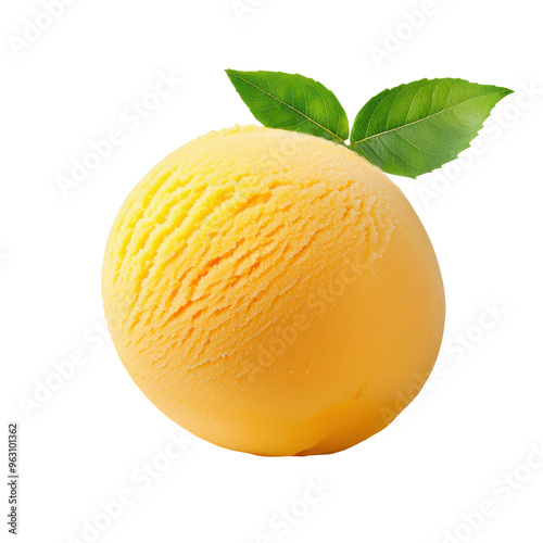 Refreshing Lemon Sorbet on a White Background photo