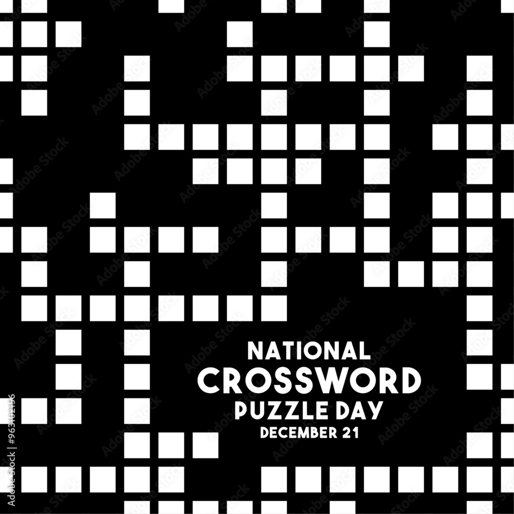 Fototapeta premium National Crossword Puzzle Day. December 21. Flat design vector. Poster, banner, card, background.