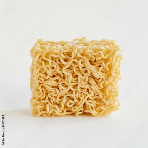 precooked instant noodles (precooked instant ramen) isolated on white
