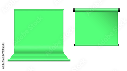 Green chromakey background. Front view, vector illustration.