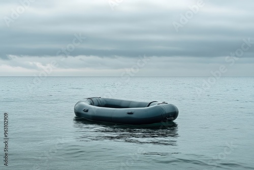 Dinghy at Sea Level: Symbolizing Solitude and Loneliness in the Vast Ocean photo