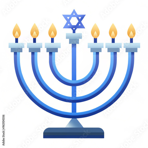 Hanukkah Menorah with Lit Candles Vector Illustration for Holiday Celebrations