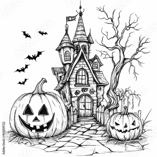 halloween background with pumpkin coloring pages graphic 