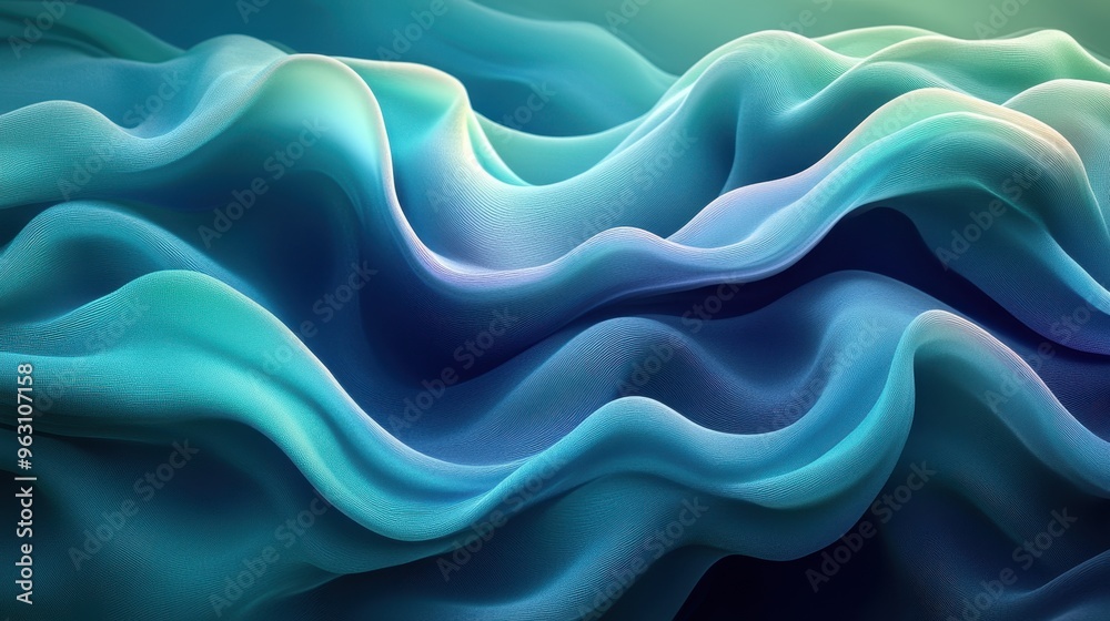Abstract Ocean Waves in Shades of Blue with Fluid Texture and Depth