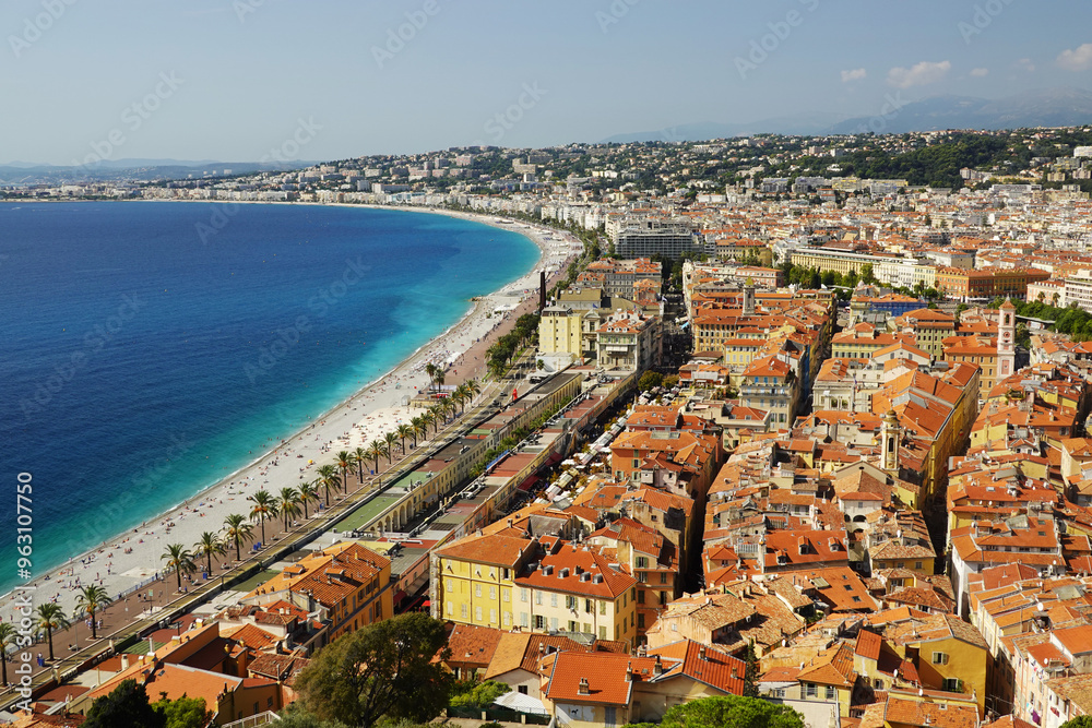 Panorama of Nice opening from the Castle hill, France Panorama of Nice opening from the Castle hill, France