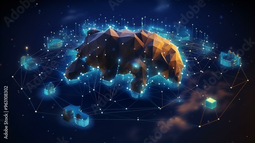 Abstract network of interconnected data points, showcasing futuristic technology.