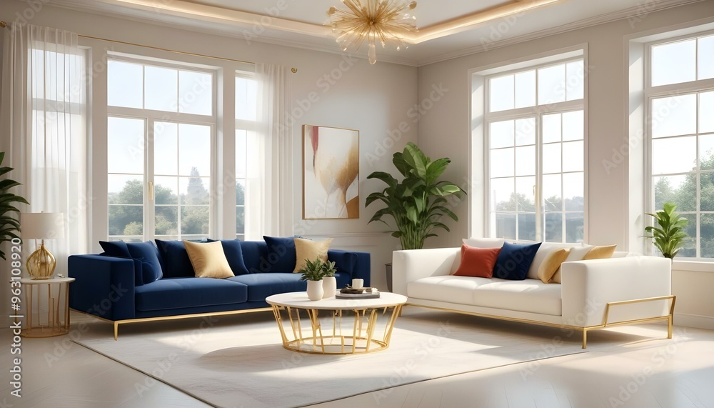 Fototapeta premium Photo interior modern design room 3d illustration