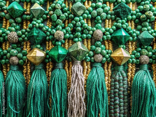 Wallpaper Mural Emerald Pyrite Tapestry: Intricate interwoven threads of pyrite and emerald green, creating a lush tapestry-like texture Torontodigital.ca