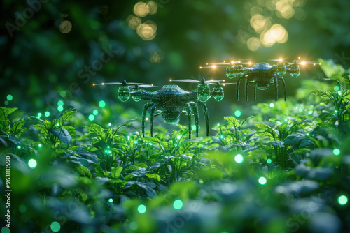 Agritech A digital farm with glowing technology png file