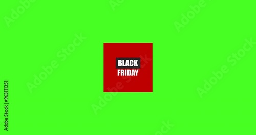 Rotating 3D cube with text discounts, promotions and sales for black Friday, 4K animation on green background.