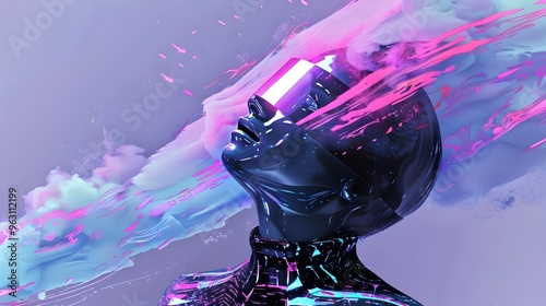 Futuristic AI Robot Surreal Art Neon Colors Digital Expressionism | AI Generated