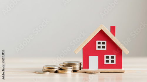 House with a falling price tag due to decreasing interest rates