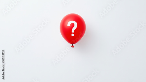 Falling interest rates represented by a deflating balloon with a question symbol photo