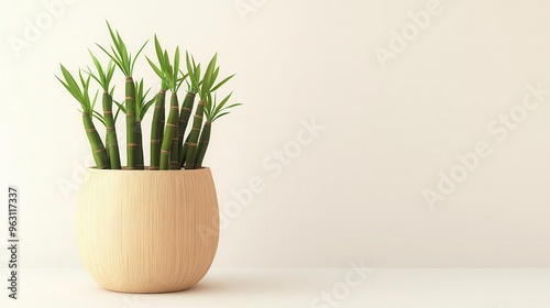 Custom-engraved bamboo plant pot with name, eco-friendly gift, 3D illustration