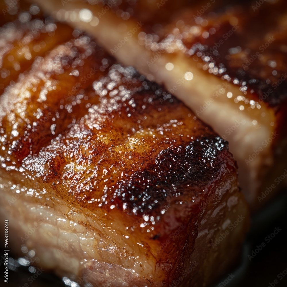 Crispy Roasted Pork Belly: Close-Up, Ultra-High Resolution 4K Image Crispy Roasted Pork Belly: Close-Up, Ultra-High Resolution 4K Image