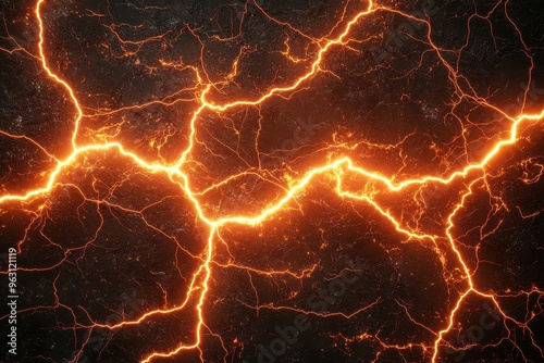 Fiery lightning bolt pattern on dark background