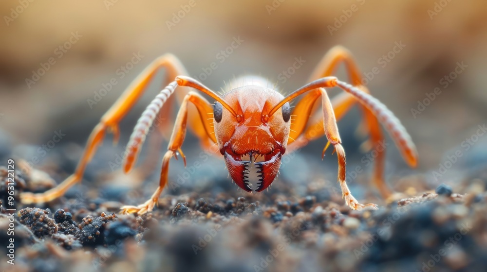 Close-up photo of a little ant walking on the ground. Close-up photo of a little ant walking on the ground.