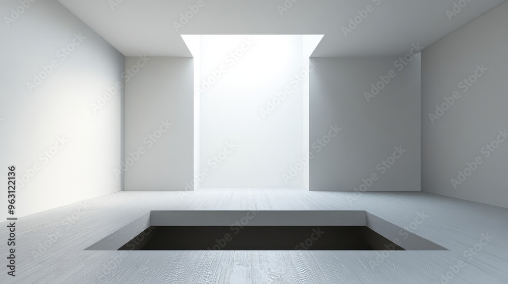 White Room with Square Skylight and Recessed Floor Feature White Room with Square Skylight and Recessed Floor Feature
