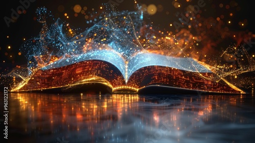 Wallpaper Mural concept of digital literacy or e-learning, low poly book with futuristic element Torontodigital.ca