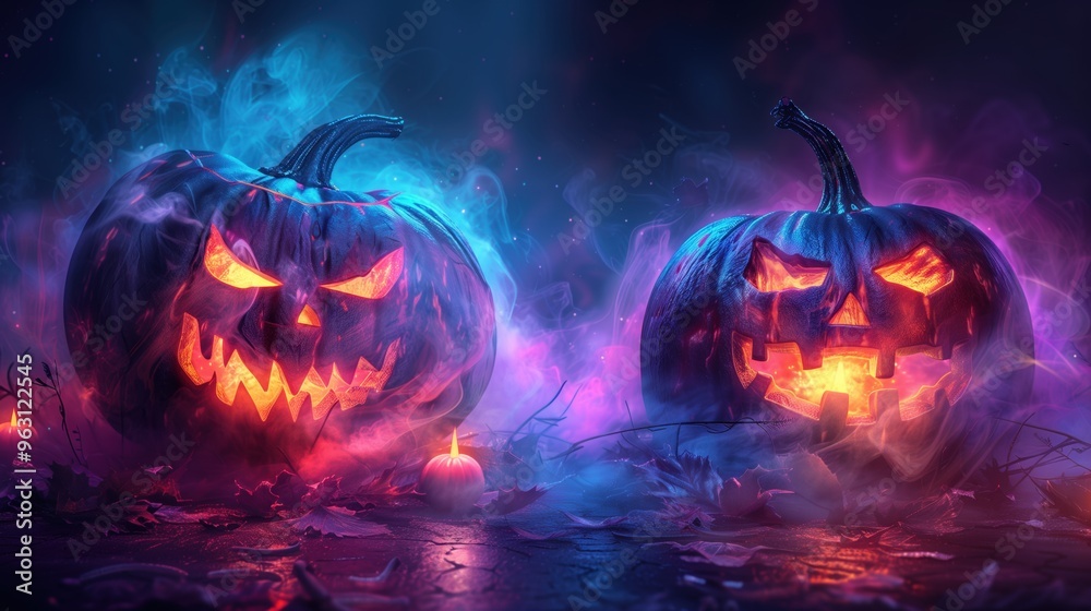 Spooky and Creepy Halloween Pumpkins with a Mystical and Enchanting Glow in the Dark Spooky and Creepy Halloween Pumpkins with a Mystical and Enchanting Glow in the Dark