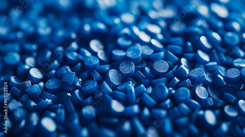 Obraz na płótnie Deep blue Plastic pellets Background Close-up Plastic granules Polymer plastic beads resin polymer