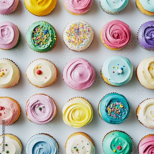 Colorful Frosting Cake Extravaganza: A Top-Down View