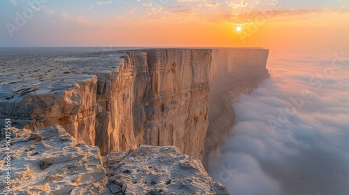 Edge of the World escarpment tourist area near Riyadh, Saudi Arabia . photo