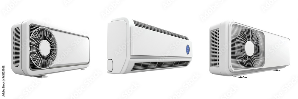 Set of Close-up of a sleek, energy-efficient air conditioner remote control resting on a coffee table in a cozy home environment on Transparent Background Set of Close-up of a sleek, energy-efficient air conditioner remote control resting on a coffee table in a cozy home environment on Transparent Background