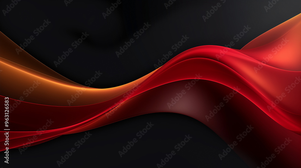Fototapeta premium Abstract background with red black wave. Abstract template for card or banner. Beautiful waves. Dynamic smooth background. Soft flow