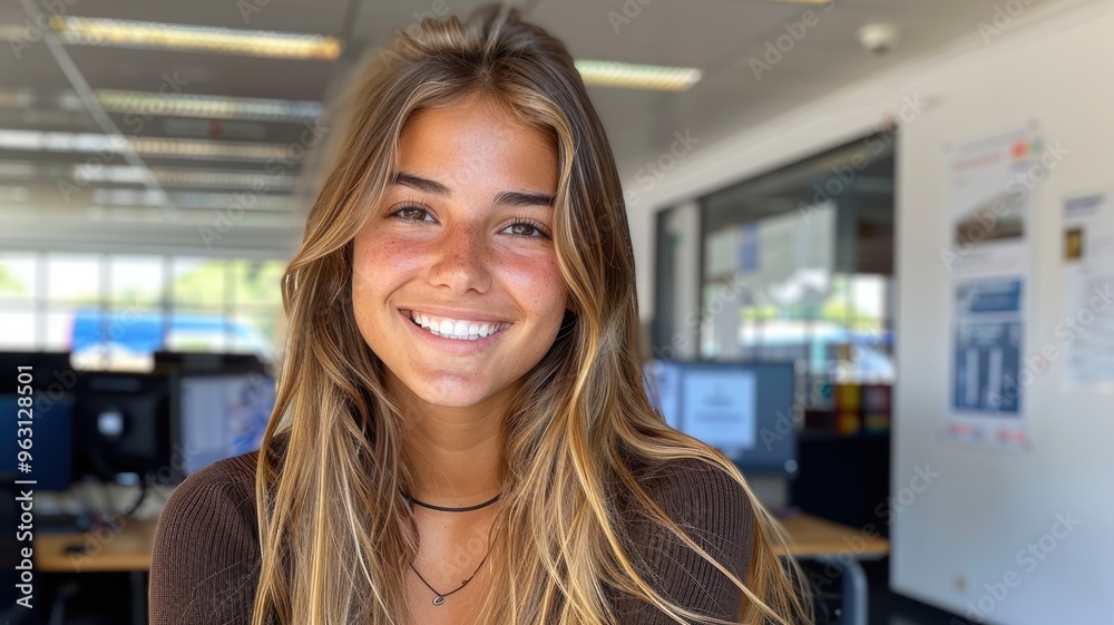 Obraz premium Beautiful natural girl smiling