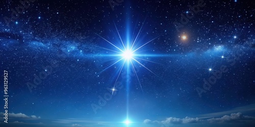 Bright star shining in the dark blue night sky , Star of Bethlehem, Christmas Star, shining, bright, night, sky