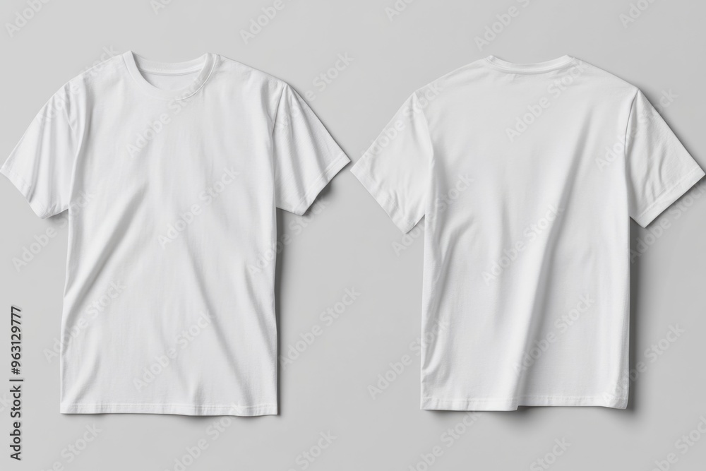 Mockup of white oversize t-shirt with front and back view, design template for print Mockup of white oversize t-shirt with front and back view, design template for print
