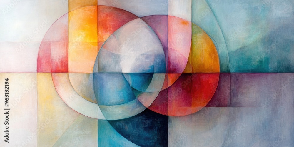Colorful abstract modern art background with overlapping circular shapes in various hues Colorful abstract modern art background with overlapping circular shapes in various hues