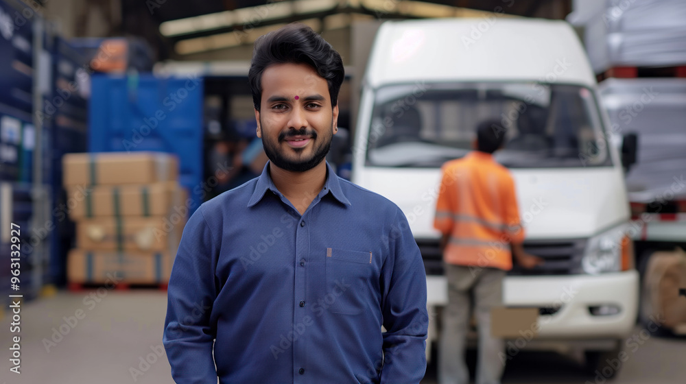 Indian delievey boy wearing blue shirt Indian delievey boy wearing blue shirt