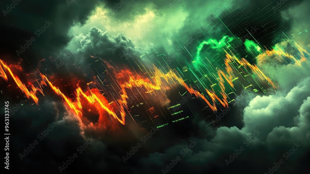 Abstract digital background featuring vibrant wave patterns and ...