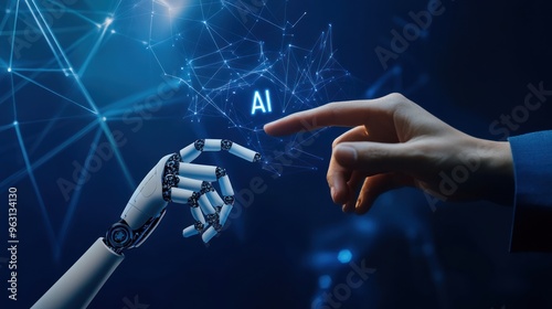 Human Hand Reaching for AI Technology