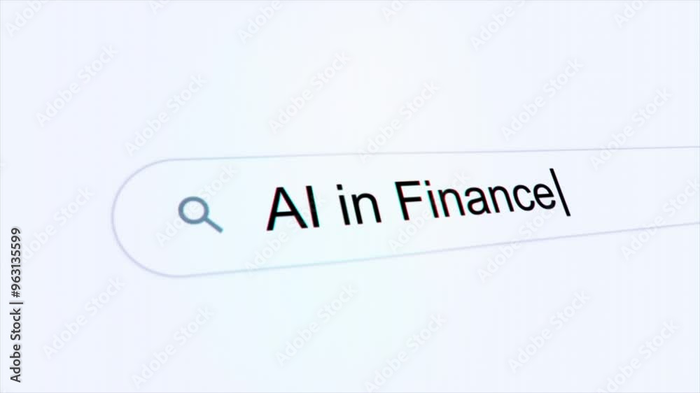 AI in Finance typing on internet search bar computer screen AI in Finance typing on internet search bar computer screen