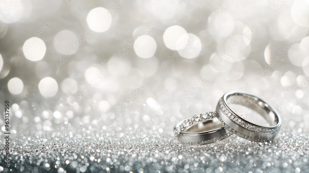 Wedding Rings on Glittery Surface Wedding Rings on Glittery Surface
