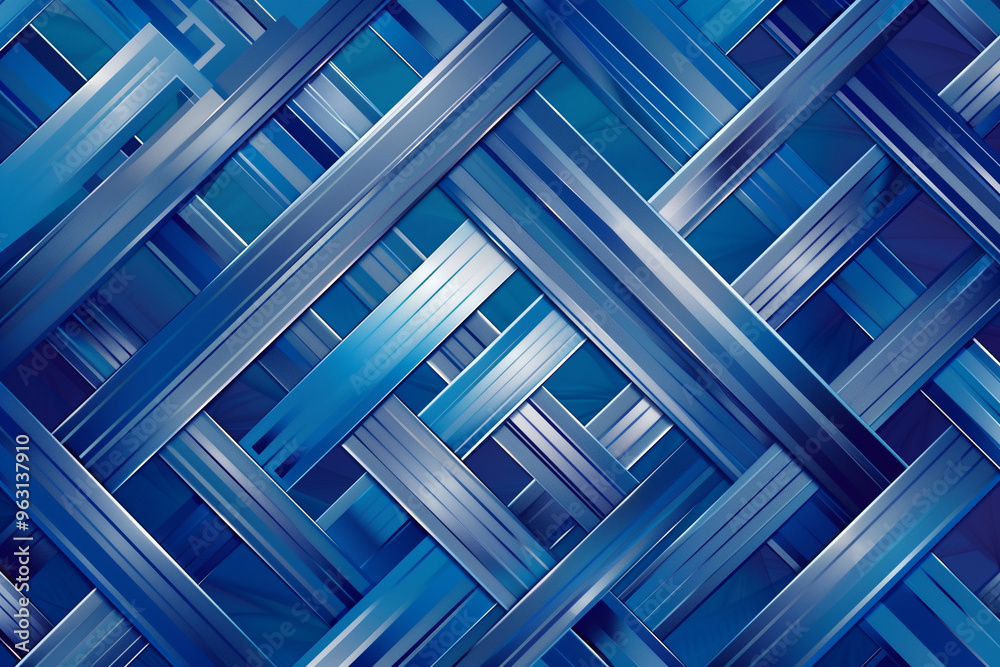Overlapping Blue Bars Creating a Woven Pattern with Depth and Geometric Abstract Qualities. Overlapping Blue Bars Creating a Woven Pattern with Depth and Geometric Abstract Qualities.