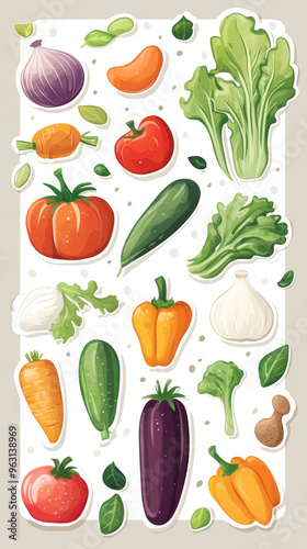 Fresh Vegetables Stickers.