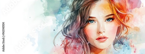 Emotive Watercolor Portrait Highlighting Feminine Beauty and Vibrant Colors