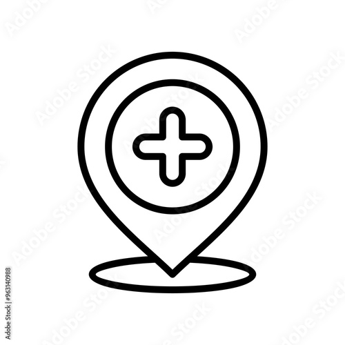 Free Download hospital location icon, line vector isolated on white background. trendy and modern design - GFXLoad