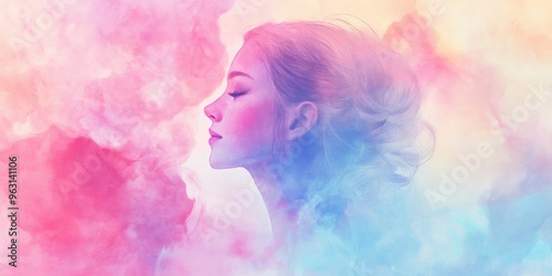 Ethereal Portrait: A Dreamy Representation of Emotional States in Vibrant Hues