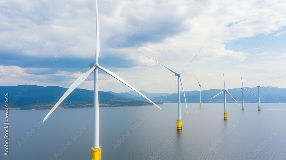 Fototapeta premium Modern sustainable floating wind farm