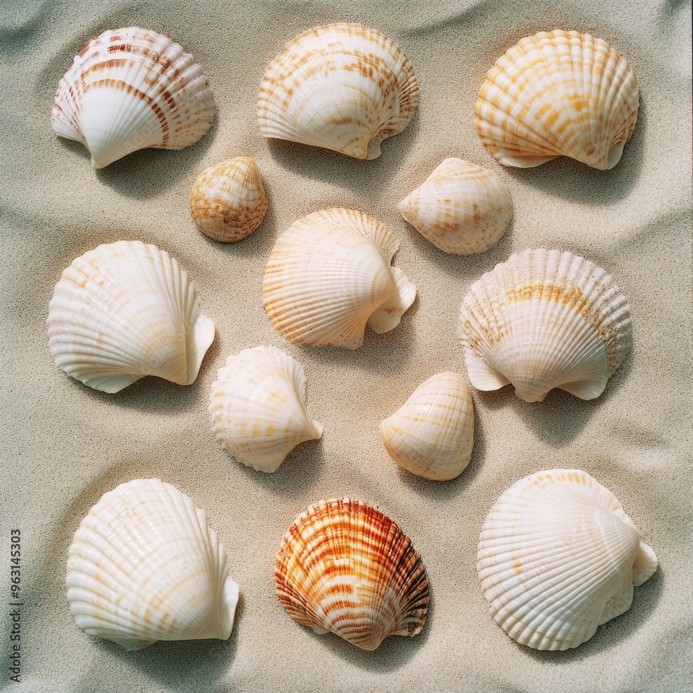 Seashells on Sandy Beach: Aerial View Editorial Photography 1 Seashells on Sandy Beach: Aerial View Editorial Photography 1