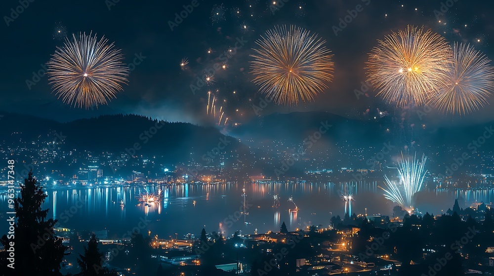 Obraz premium Fireworks lights the whole city