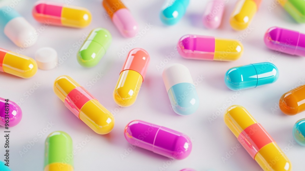 Colorful Capsules on White Background Colorful Capsules on White Background