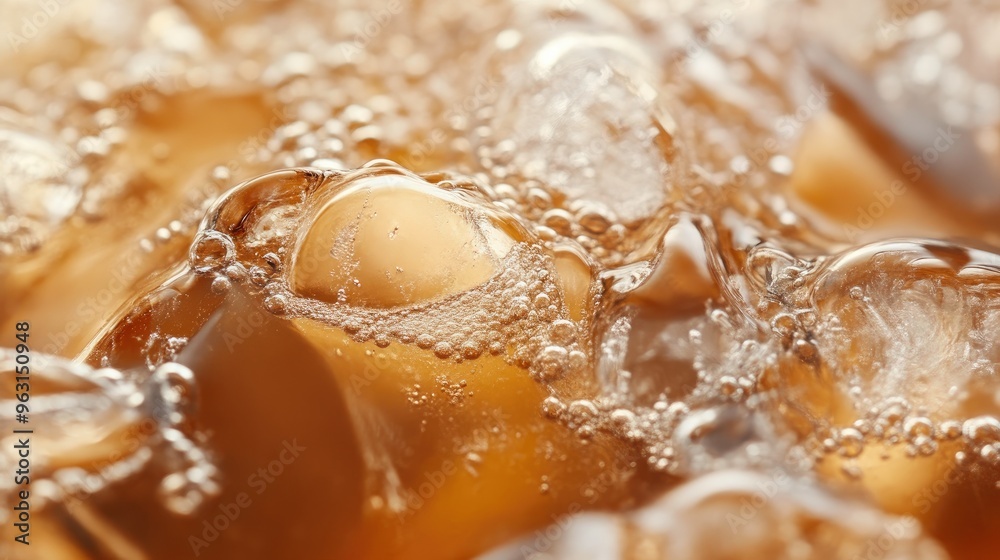 Coffee Beverage with Melting Ice Cubes Coffee Beverage with Melting Ice Cubes